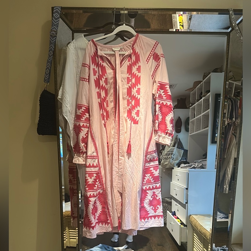 Pink and Red Geometric Pattern Dress